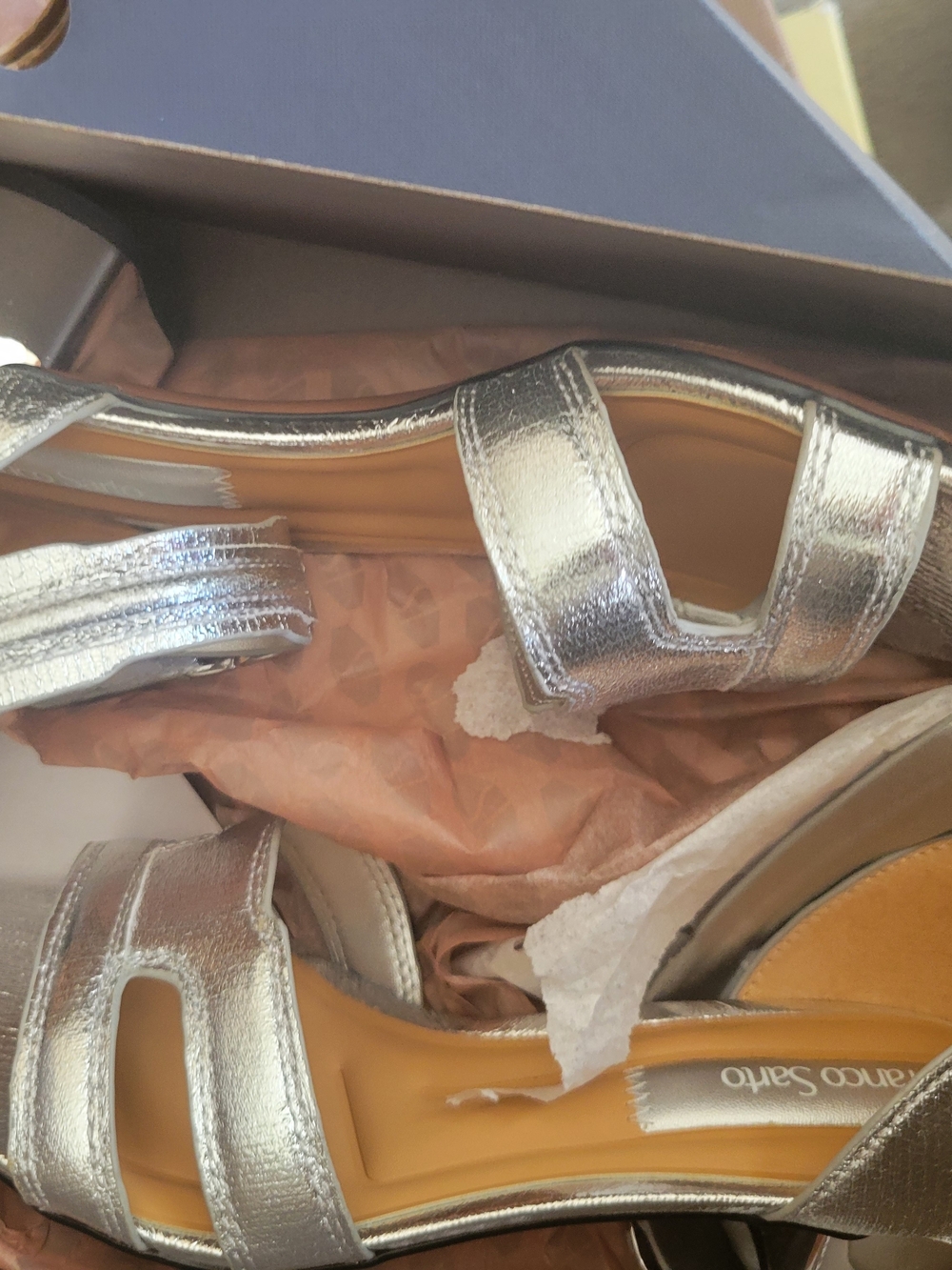Franco Sarto Metallic Silver Strappy Sandals